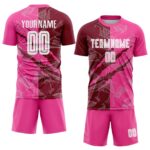 Benutzerdefinierte Graffiti Muster Crimson-Pink Scratch Sublimation Fußball Uniform Jersey – Bild 2
