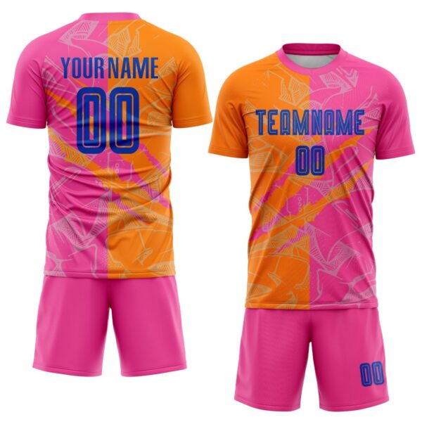 Benutzerdefinierte Graffiti Muster Royal Bay Orange-Pink Scratch Sublimation Fußball Uniform Jersey – Bild 2