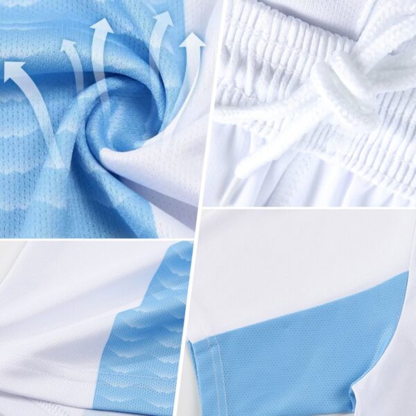 Custom Teal Black Geometric Pattern Sublimation Soccer Uniform Jersey – Bild 6
