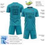 Custom Teal Black Geometric Pattern Sublimation Soccer Uniform Jersey – Bild 5