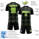 Custom Black Neon Green-White Damask Pattern Sublimation Soccer Uniform – Bild 5