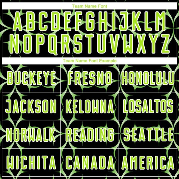 Custom Black Neon Green-White Damask Pattern Sublimation Soccer Uniform – Bild 4