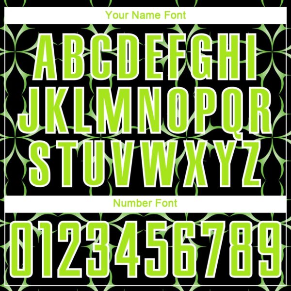 Custom Black Neon Green-White Damask Pattern Sublimation Soccer Uniform – Bild 3